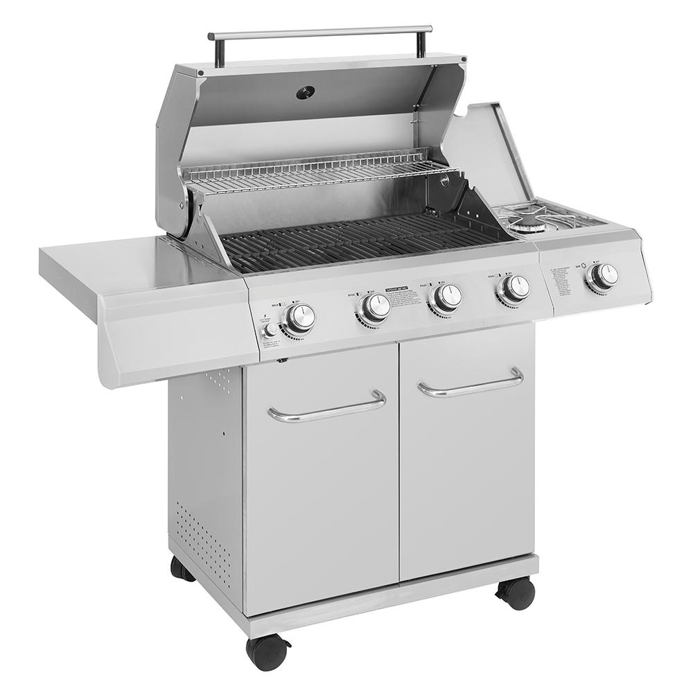 Stainless Monument Grills 4-Burner Propane Gas Grill Side /& Side Sear Burners-24367 LED Controls