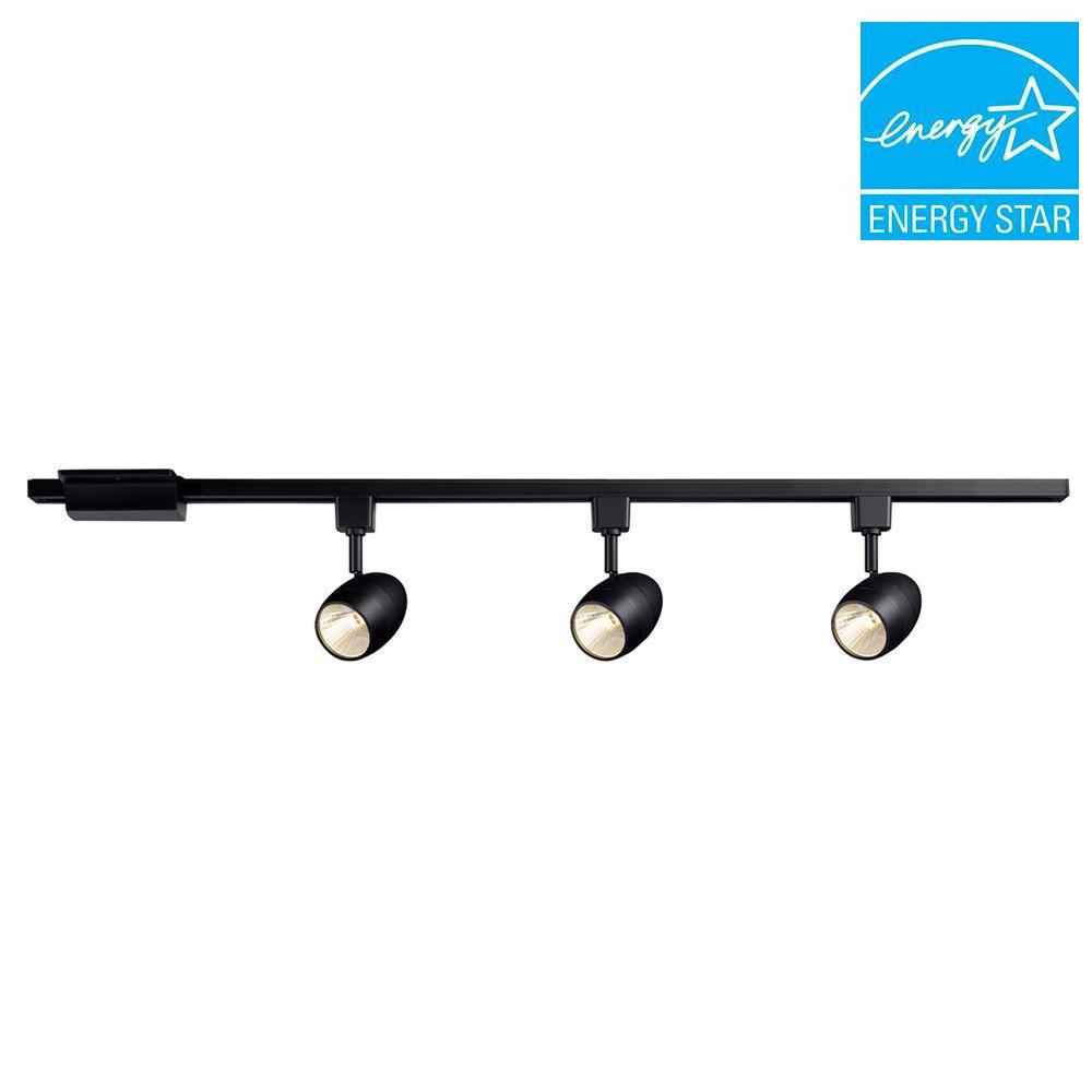 Hampton Bay 39 37 In 3 Light Black Dimmable Integrated Led Track Light Black Dimmable Integrated Led