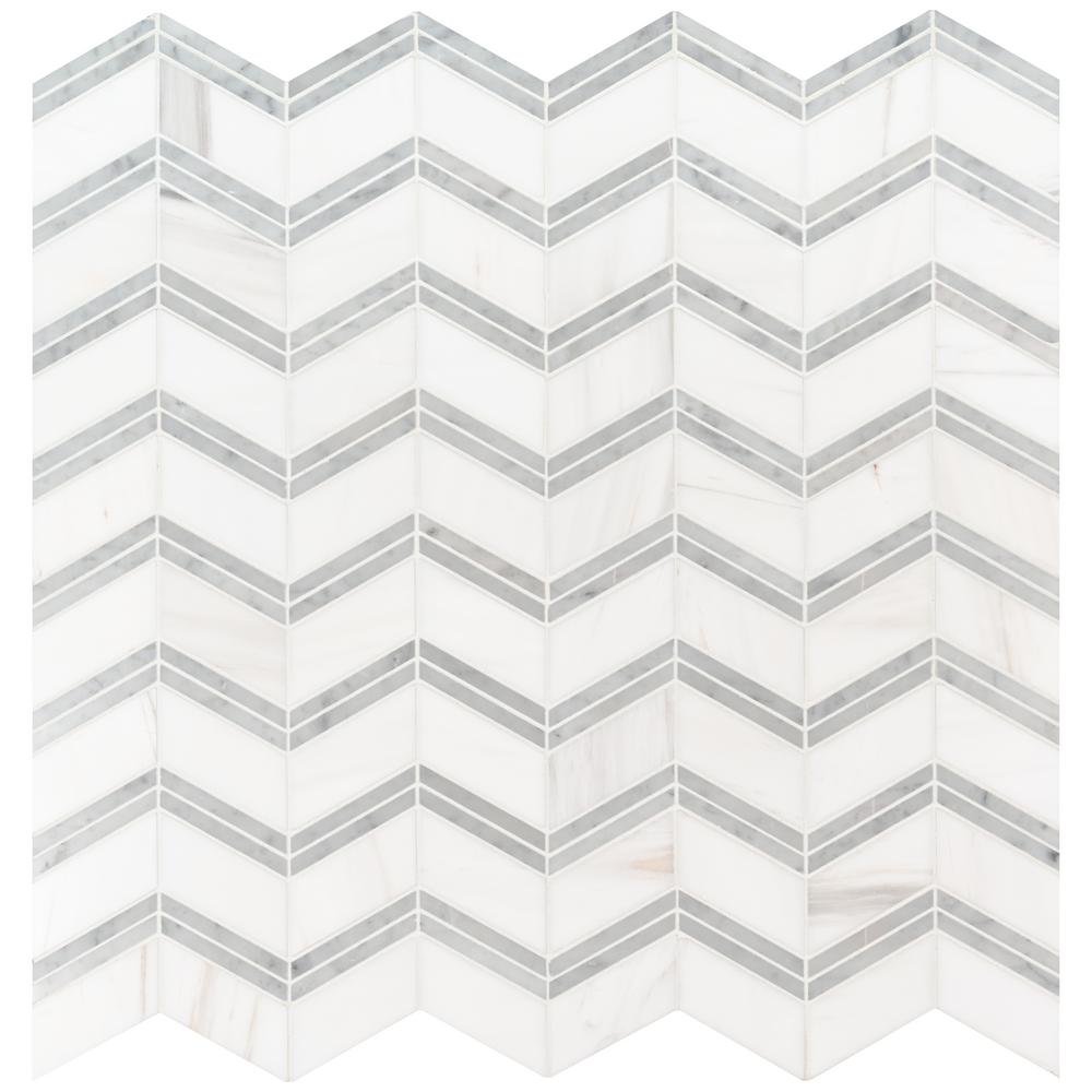 Chevron Tile Flooring The Home Depot Bianco Dolomite Chevron