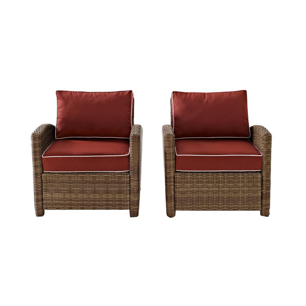 Crosley Bradenton 2Piece Wicker Outdoor Seating Set with Sangria