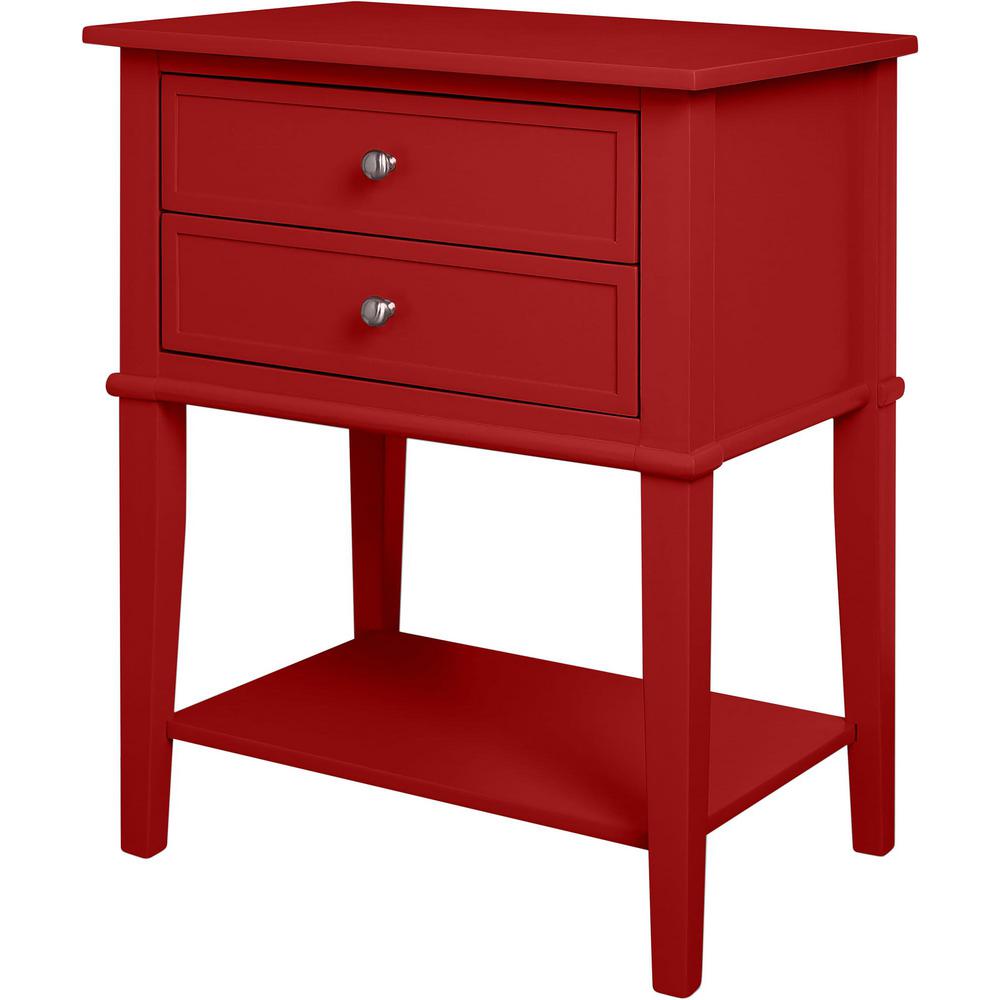 Ameriwood Queensbury Red Accent Table With 2 Drawers Hd78145 The Home Depot