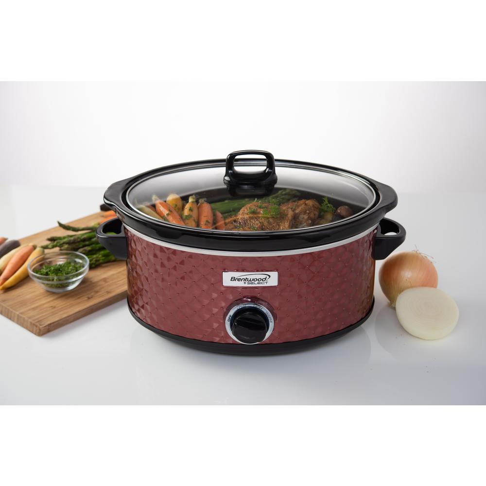 Brentwood Appliances Diamond 7 Qt. Red Slow Cooker With Tempered Glass ...