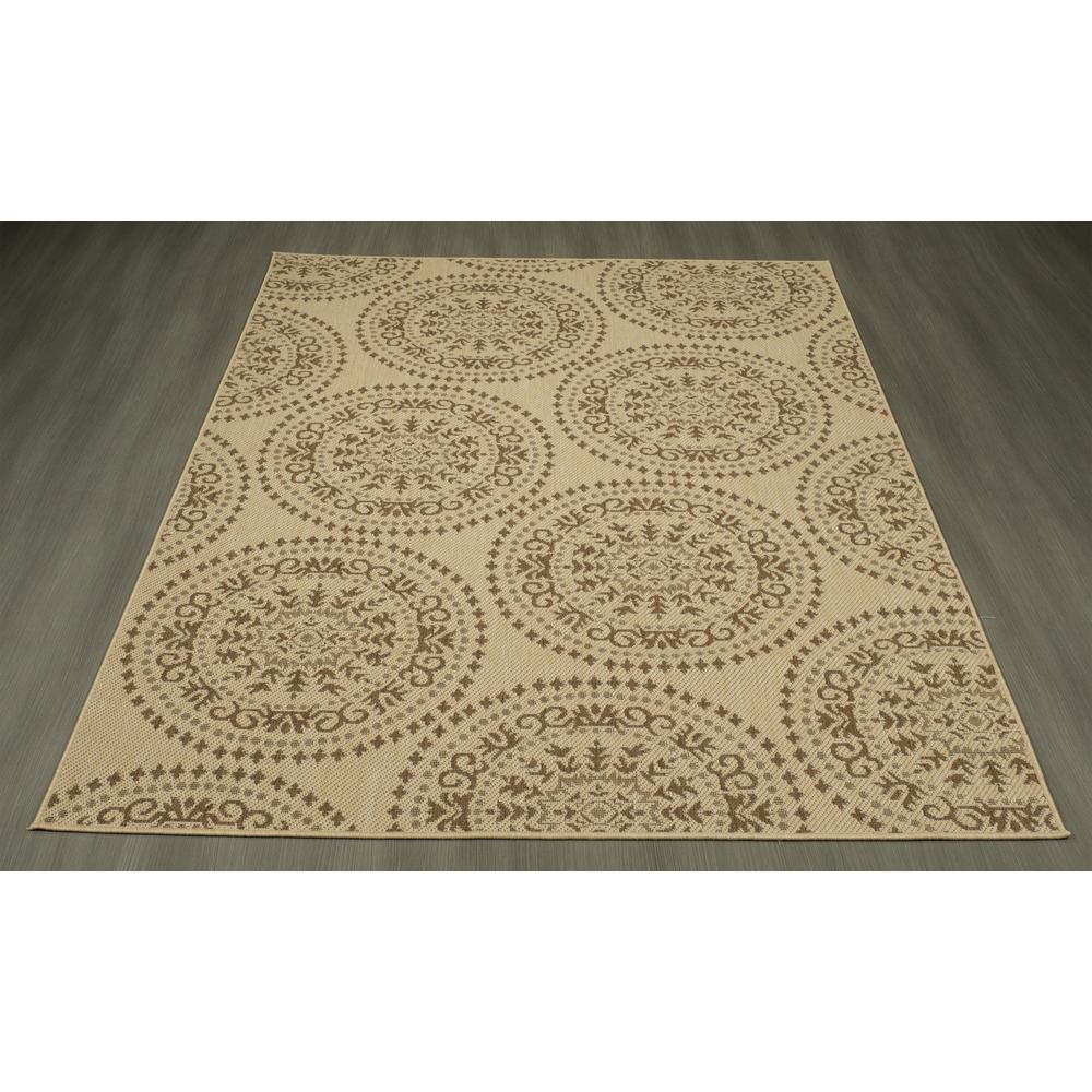 Ottomanson Jardin Collection Beige Medallion Design Indoor Outdoor Ottomanson Jardin Collection Beige