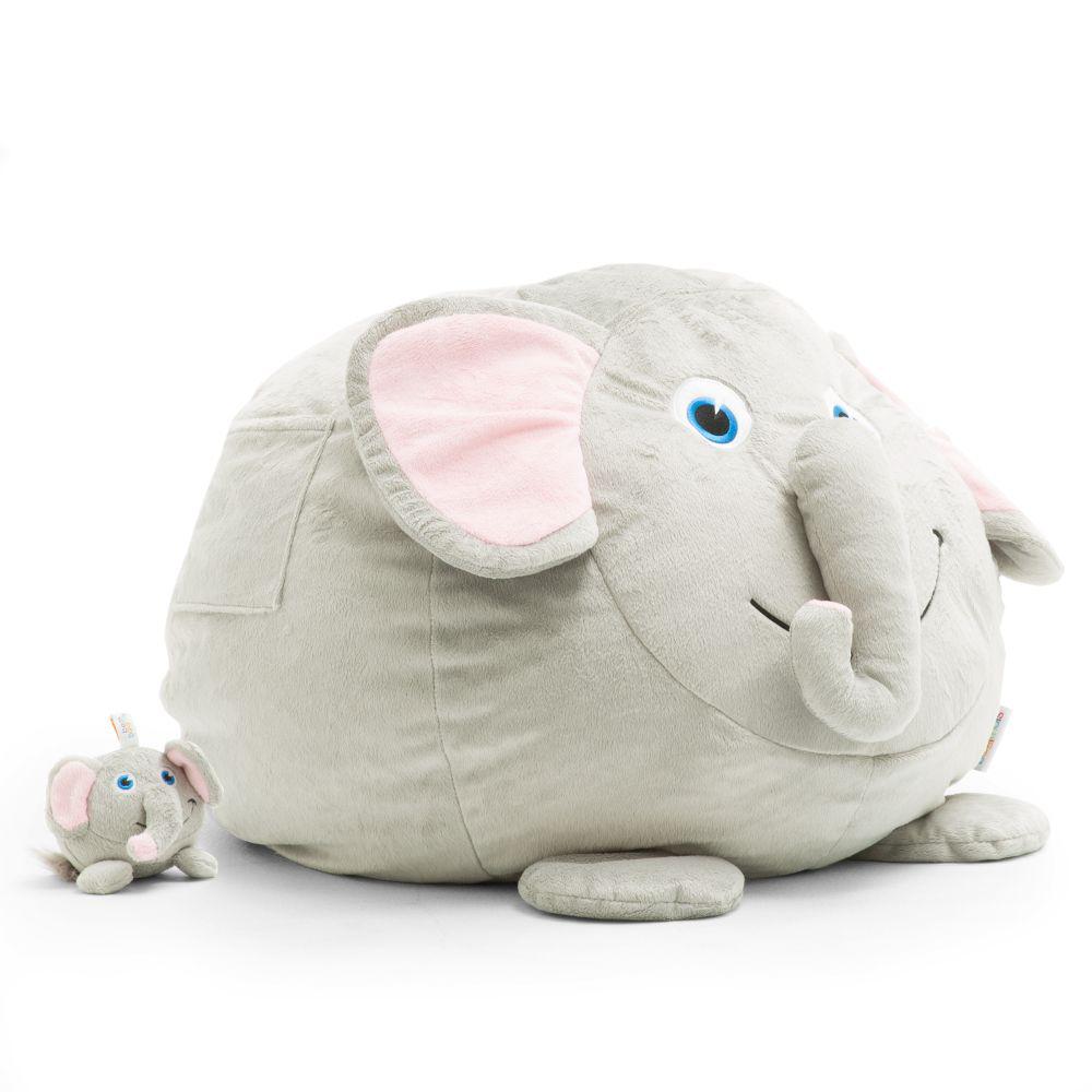 Emerson The Elephant Cozy Grey Plush Bean Bag
