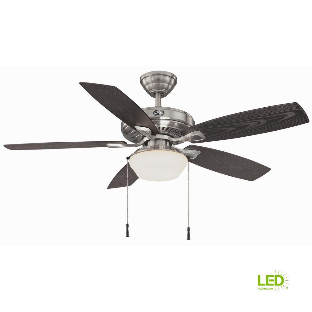 Hampton Bay Gazebo 52 In Led Indoor Outdoor Natural Iron Ceiling Led Indoor Outdoor Brushed Nickel Ceiling Fan
