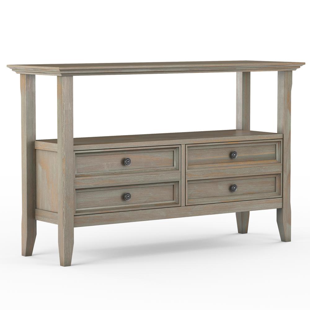 Rustic Farmhouse Style Solid Wood Sofa Table Console With Three