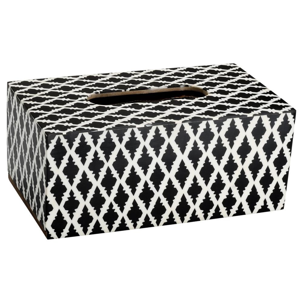 black and white tissue box