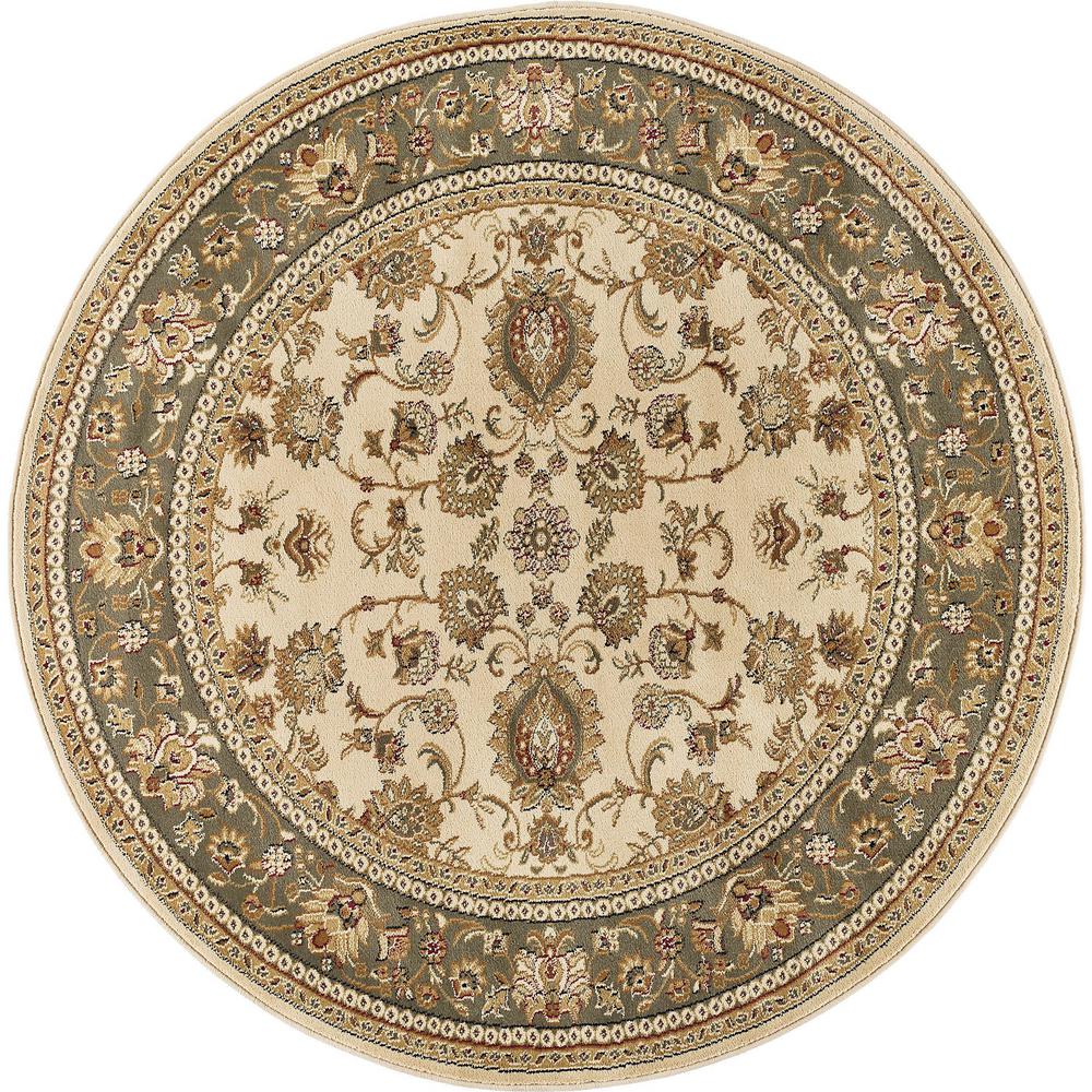 Tayse Rugs Sensation Beige 8 ft. Round Traditional Area Rug-4722 Ivory ...