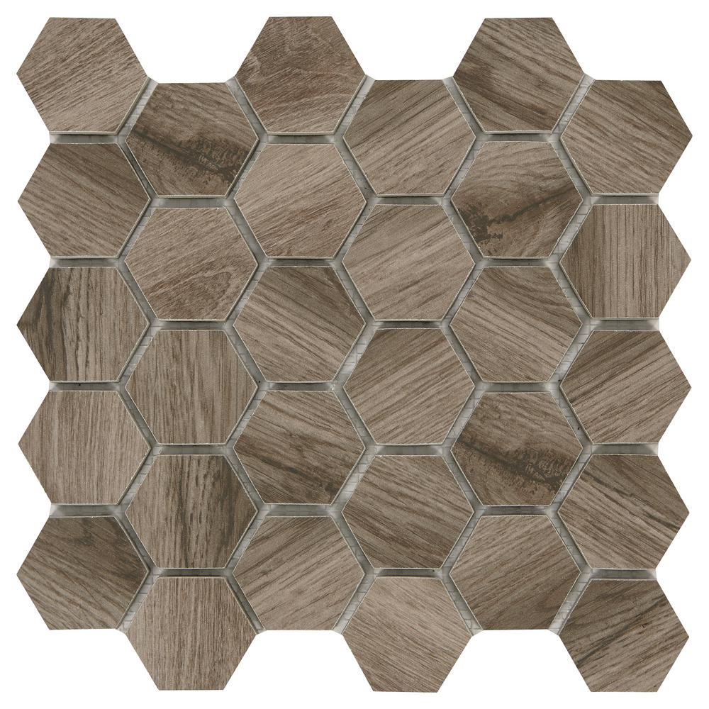 LifeProof Sierra Wood Hexagon 12 in. x 12 in. x 8mm Glazed Porcelain