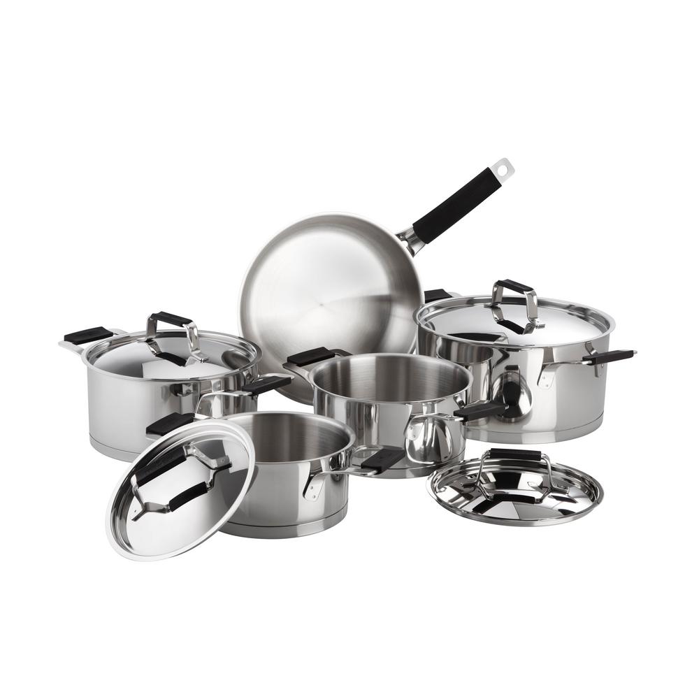 Magefesa Premier 9-Piece Stainless Steel Cookware Set with Black Handles by Magefesa