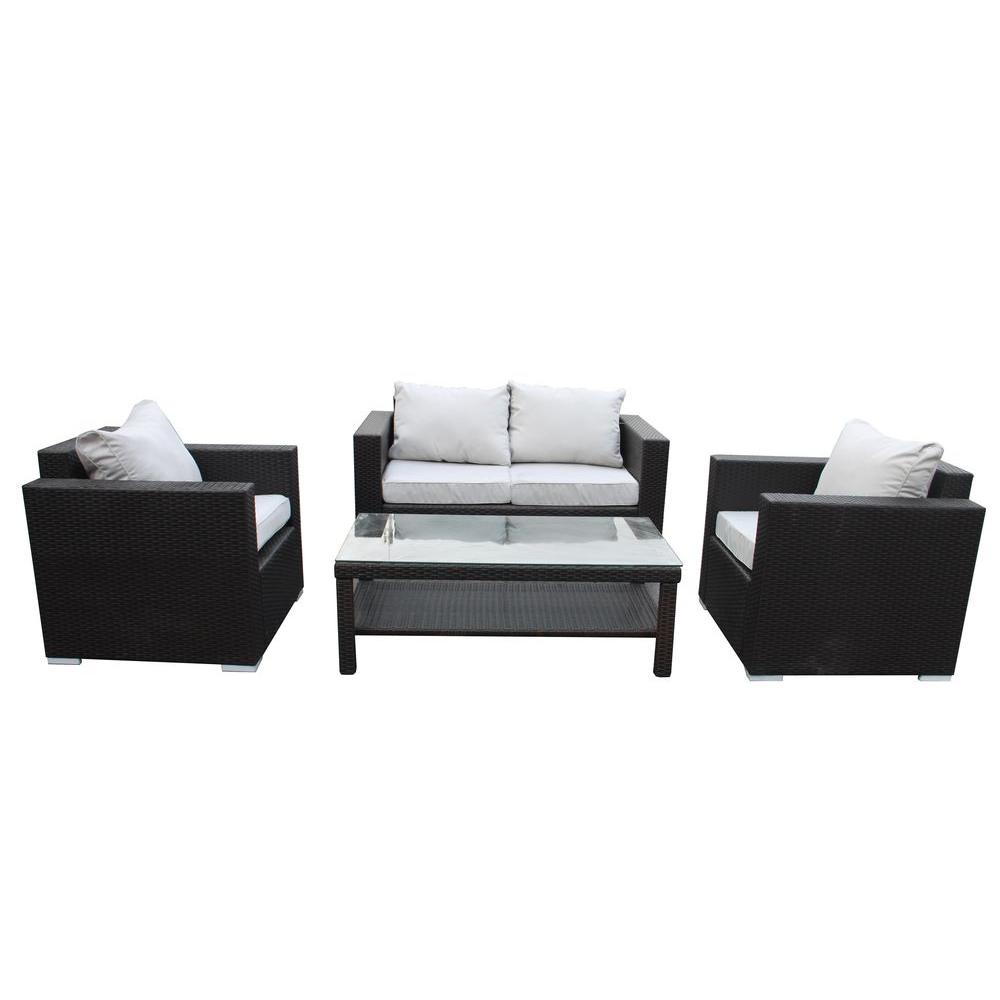 Ohana 4 Piece Wicker Set With Cushions Dark Brown White S5099 L 2c Ohana 4 Piece Wicker Set With Cushions Dark Brown White