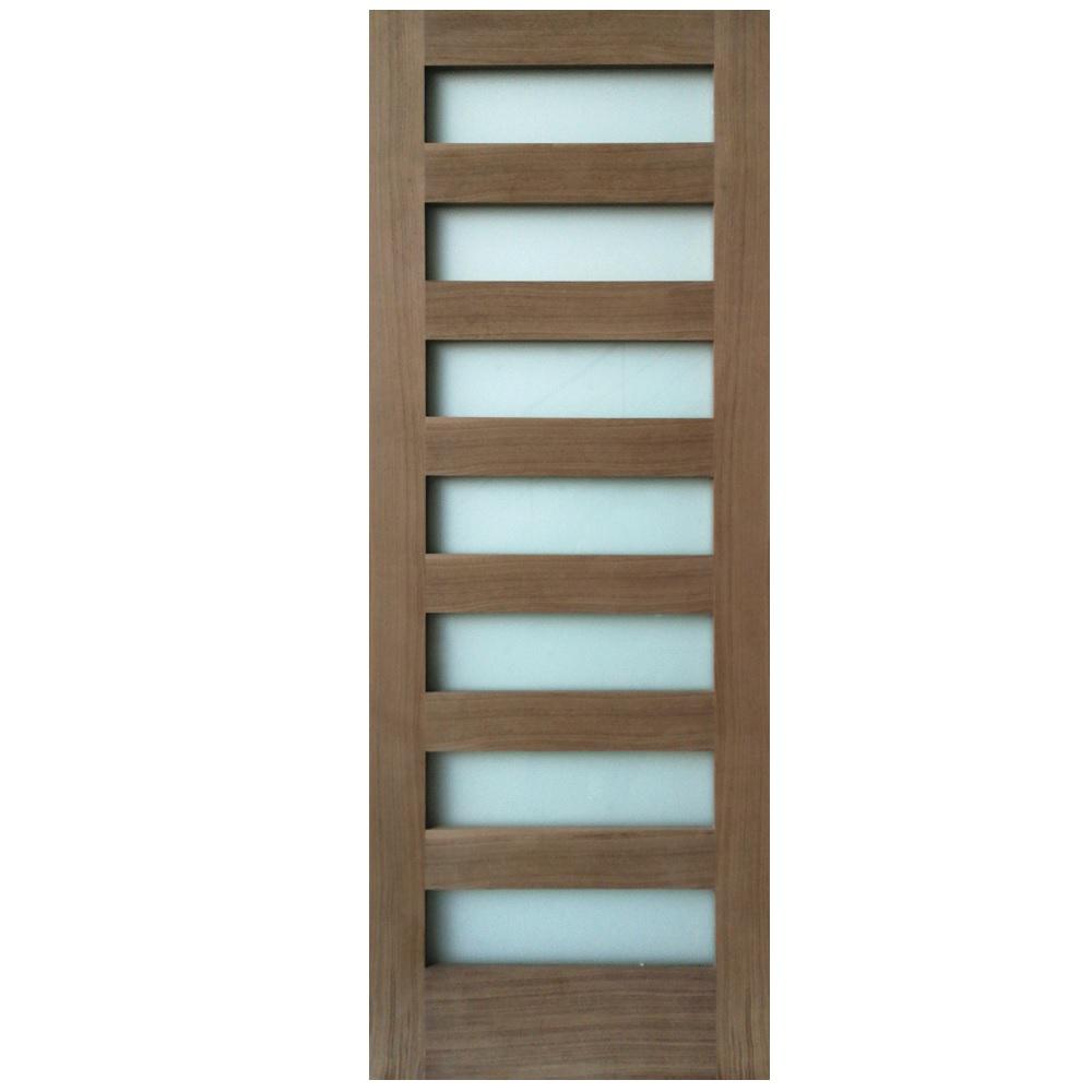 Stile Doors 24 In X 80 In 7 Lite Satin Etch Walnut Solid Core