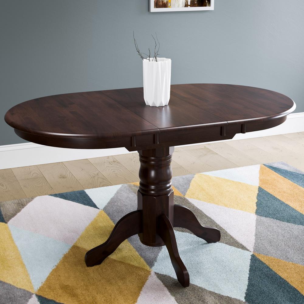 Corliving Dillon Cappuccino Stained Wood Extendable Oval Pedestal Dining Table Dsh 490 T The Home Depot