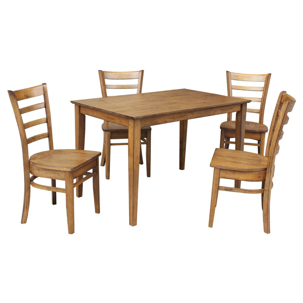 International Concepts Dining Essentials 5 Piece Distressed Pecan Dining Essentials 5 Piece Distressed Pecan Solid Wood Set