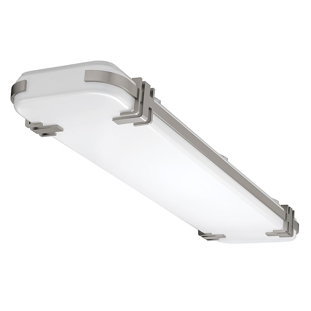 Hampton Bay Mission Industrial 48 In X 10 In Rectangle Brushed Nickel Led Flush Mount Ceiling Light 3000 Lumens 3000k 4000k 5000k