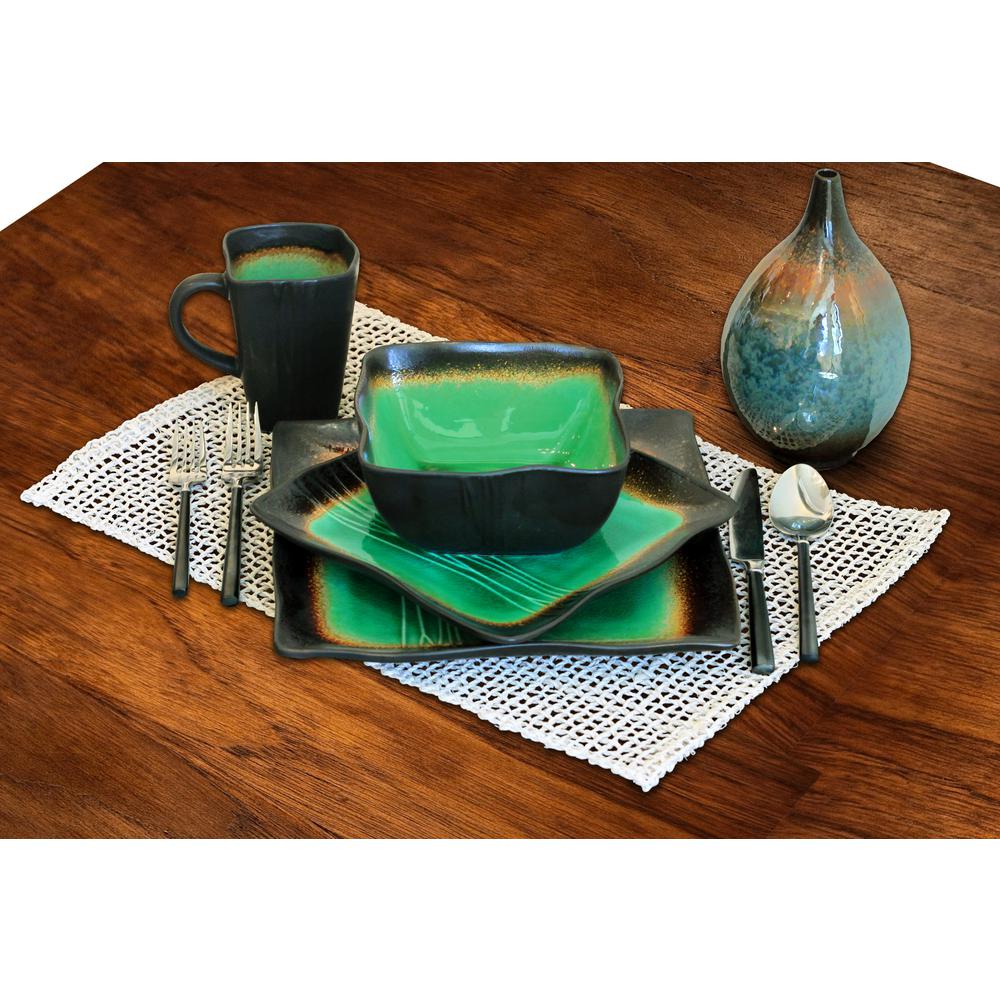Baum Galaxy 16 Piece Asian Inspired Green Ceramic Dinnerware Set Service For 4 Bbbgj16d The Home Depot