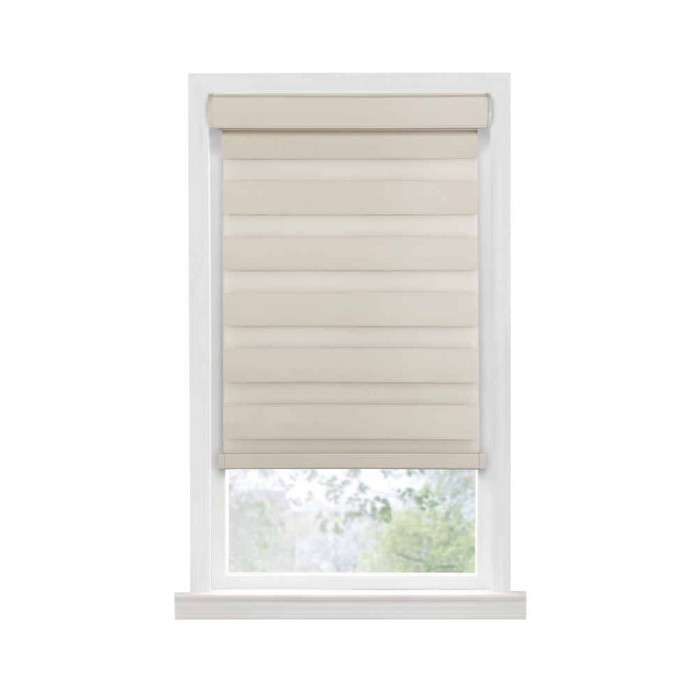 Celestial Room Darkening Tan Cordless Double Layered Privacy Roller Shade 35 In W X 72 L Celestial Room Darkening Tan Cordless Double Layered Privacy Roller Shade 35 In W X 72 L