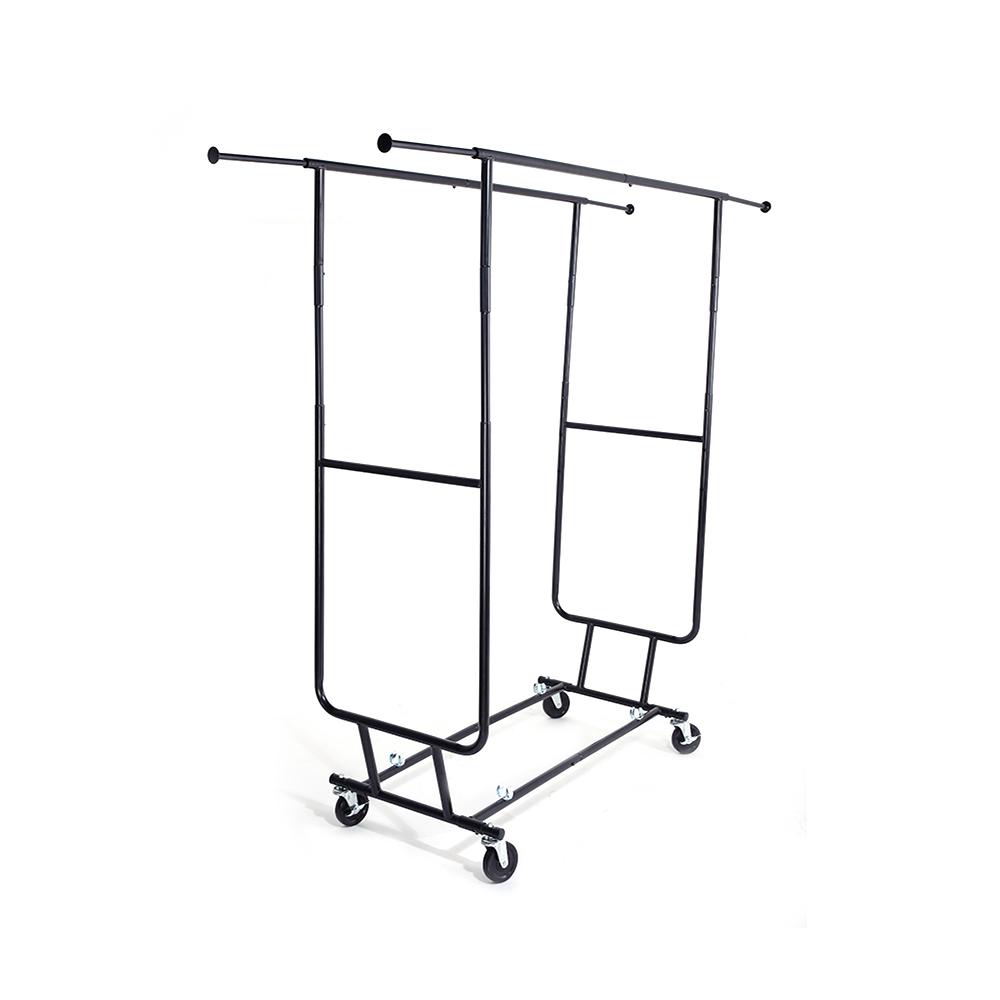 74 in. x 68 in. Black and Chrome Plated Heavy Duty Steel Garment Rack