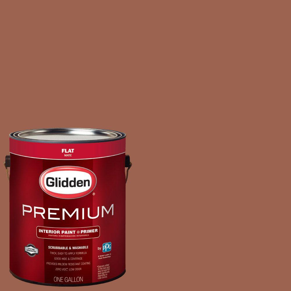 Glidden Premium 1 Gal Hdgo12d Classic Brick Red Flat Interior Paint With Primer