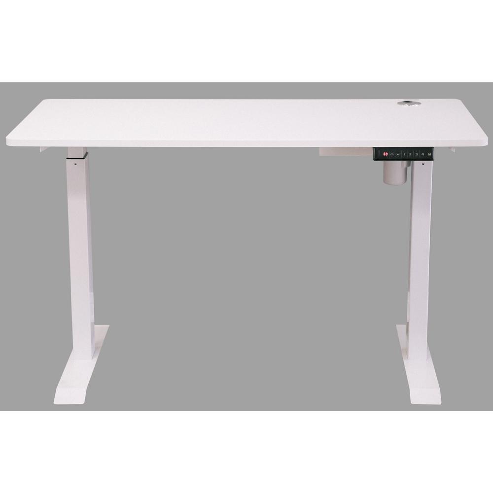 Ergomax Electric Height Adjustable Single Motor Desk Frame W 48 In X 24 In Tabletop Min 28 In Max 45 25 In H White Bx4724wt The Home Depot