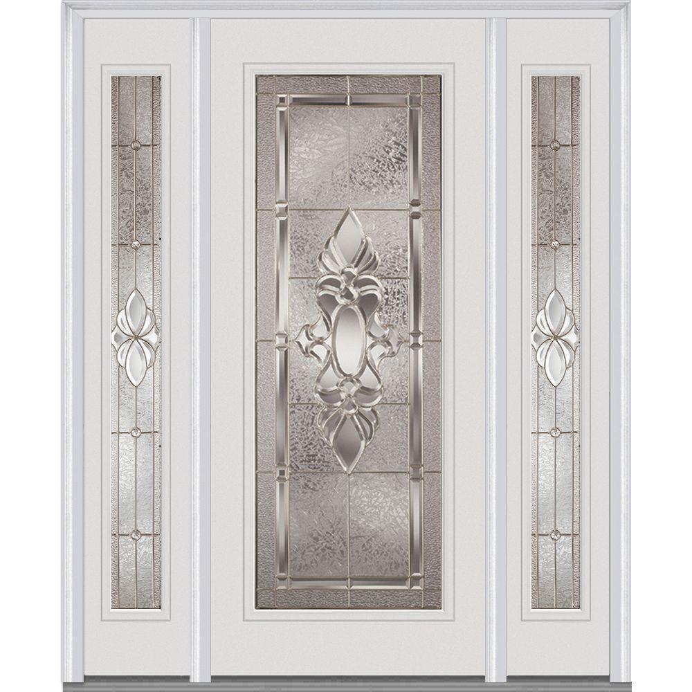 Mmi Door 64 5 In X 81 75 In Heirlooms Left Hand Inswing Full Lite Decorative Painted Steel Prehung Front Door With Sidelites