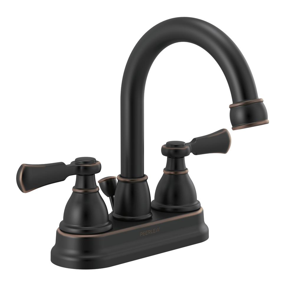 Peerless Elmhurst 4 in. Centerset 2-Handle Bathroom Faucet in Oil ...