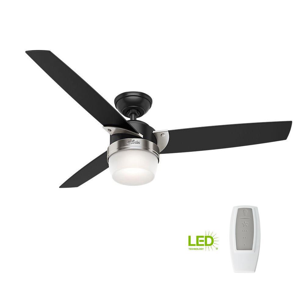 Hunter Crandon Park 52 In Led Indoor Matte Black Ceiling Fan With Light
