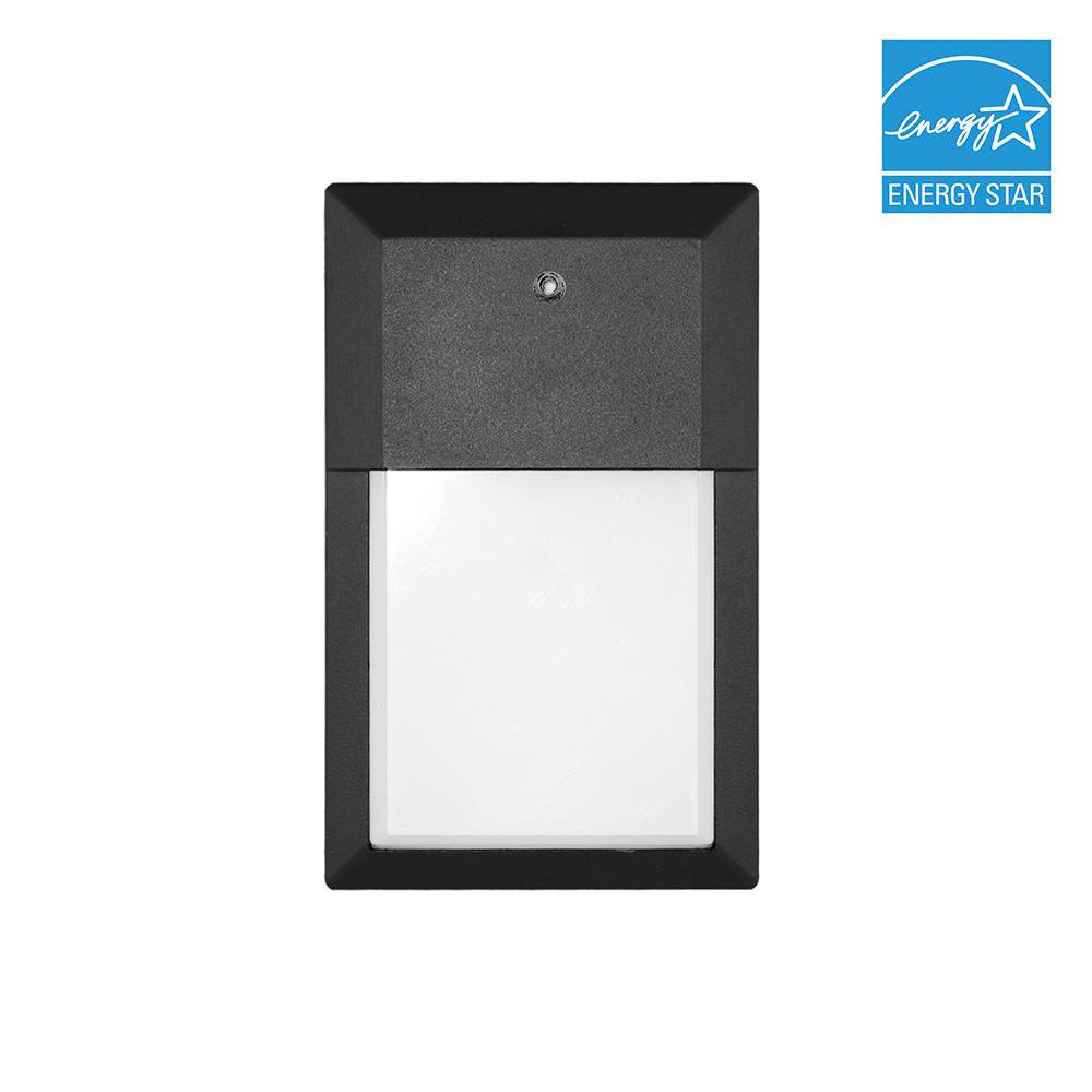 Euri Lighting Outdoor Wall Mounted 12 Watt 120 Black Outdoor Integrated Led Mini Wall Pack Light In Cool White