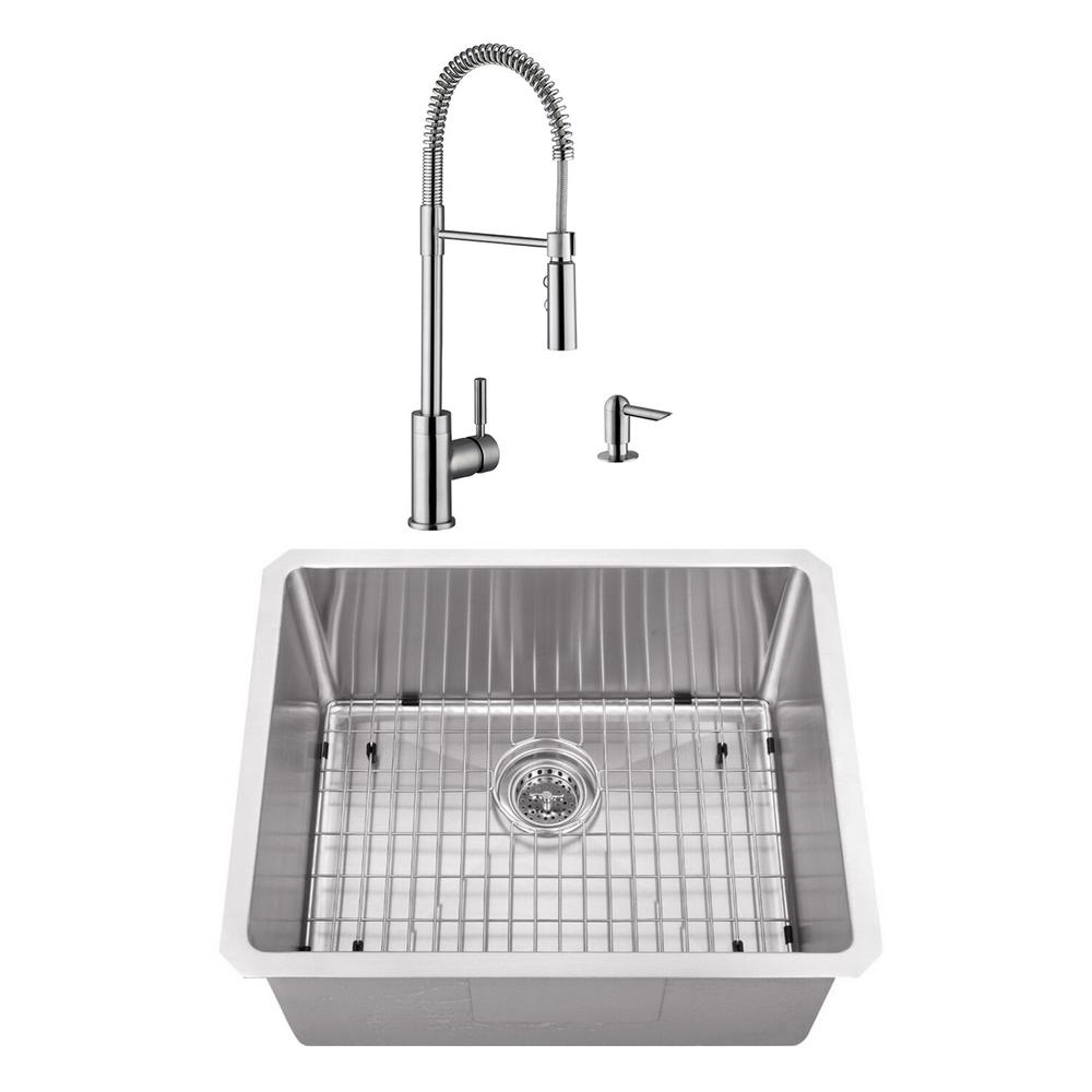Cahaba Undermount Stainless Steel 23 In Radius Corner Single Bowl Bar And Prep Sink With Brushed Nickel Faucet