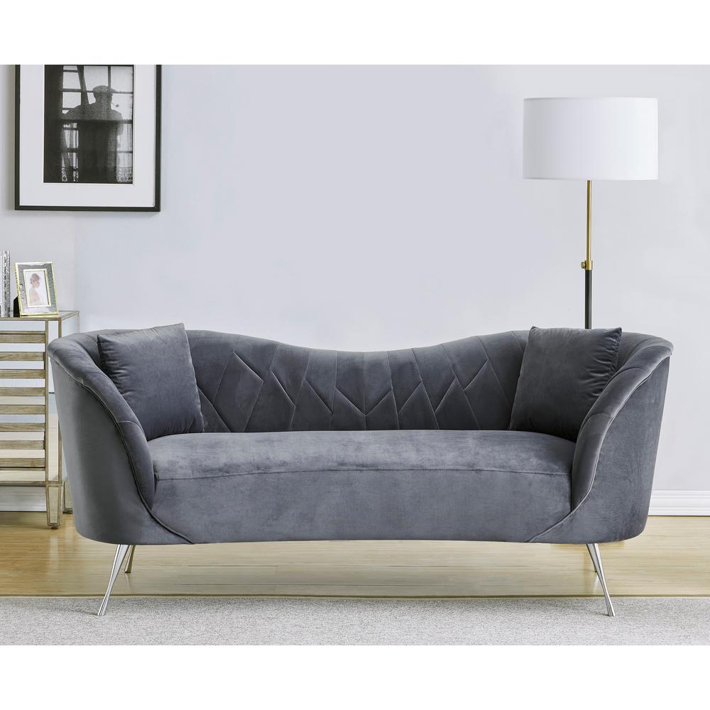 Us Pride Furniture Flores Velvet Sofa Grey