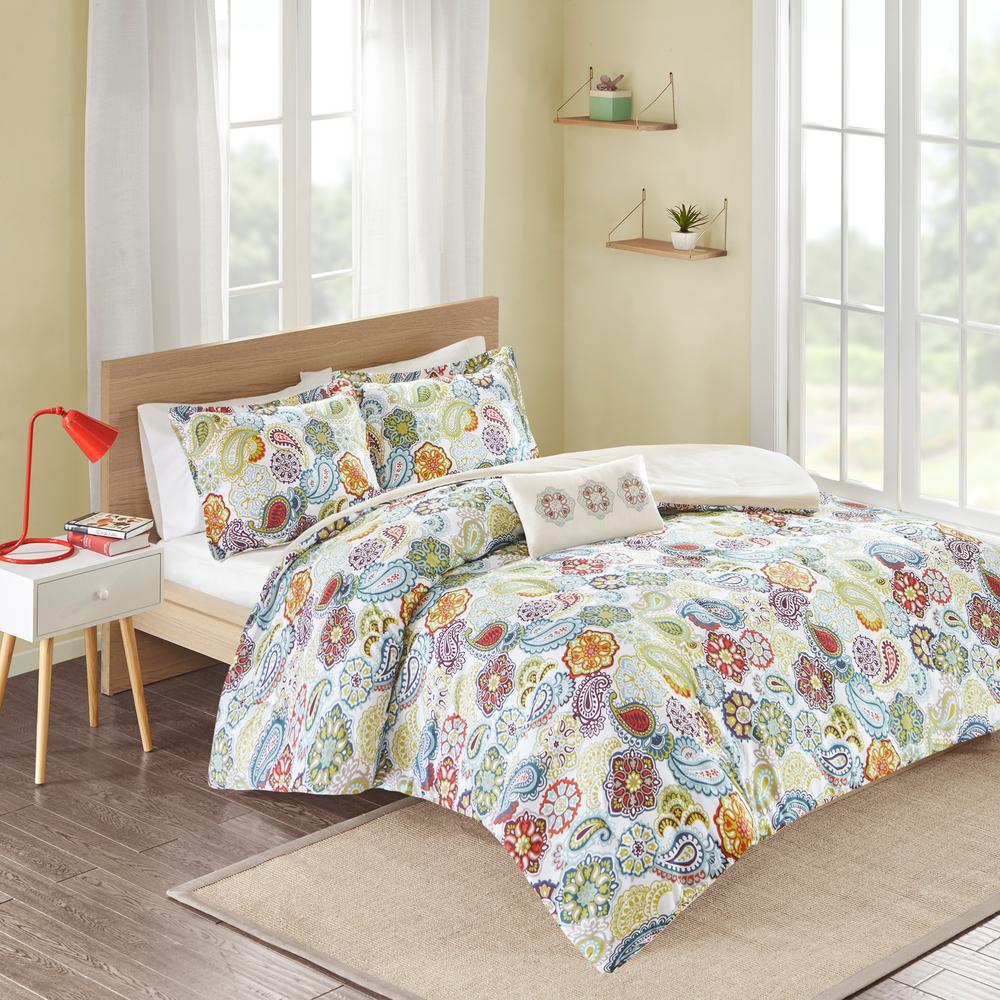 Mi Zone Asha 4 Piece Multicolored King Comforter Set Mz10 177