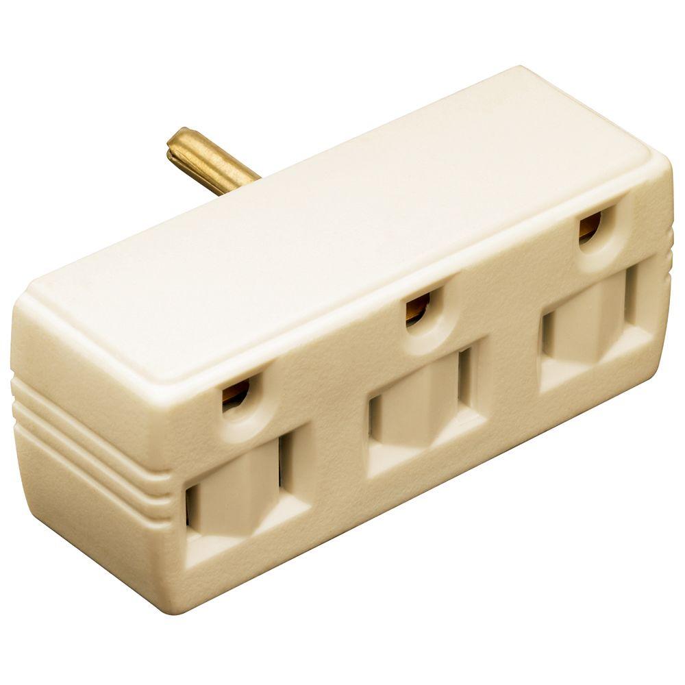 15 Amp 125-Volt Triple Tap Lighted Adapter - Ivory