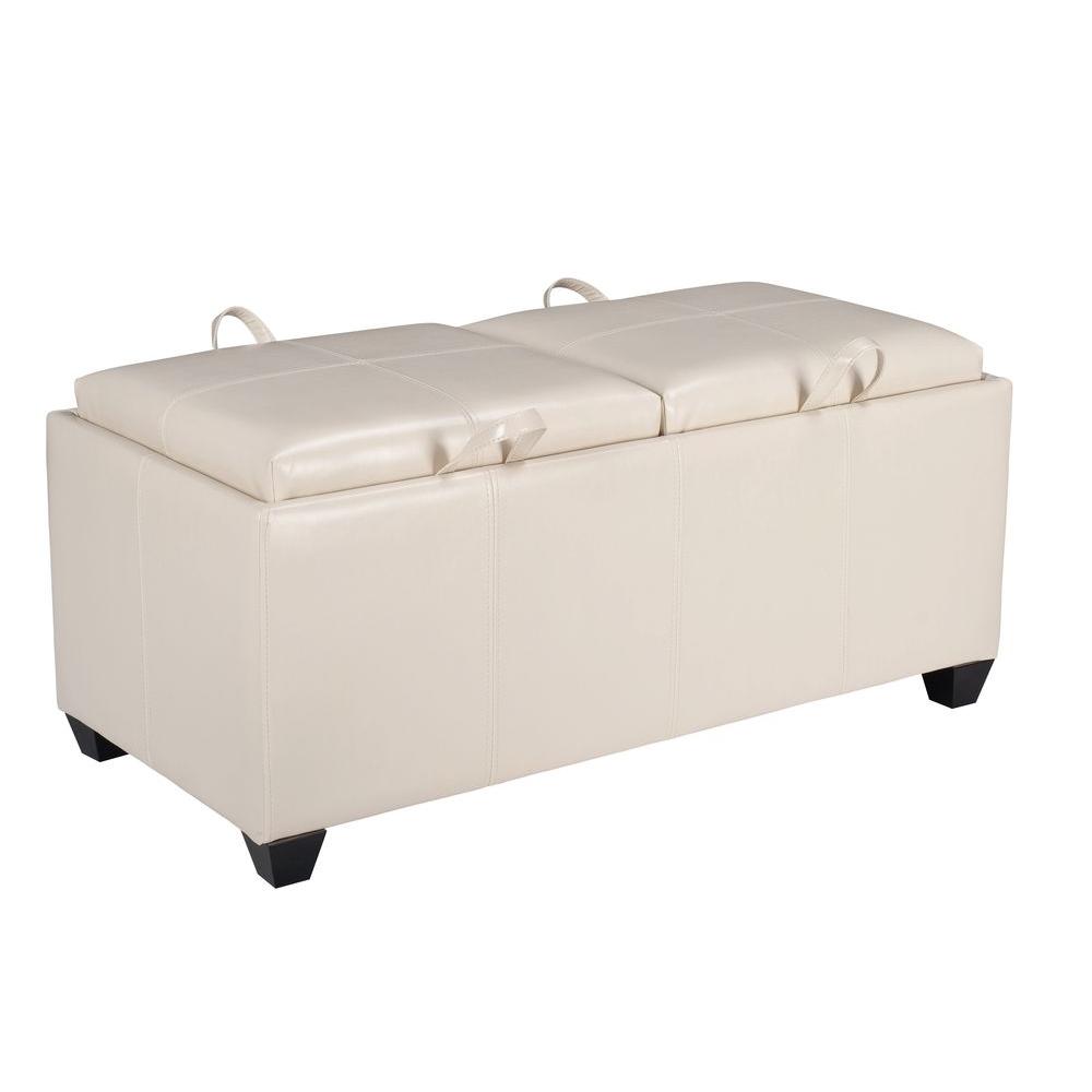 OSPdesigns Cream OttomanMET302CM The Home Depot