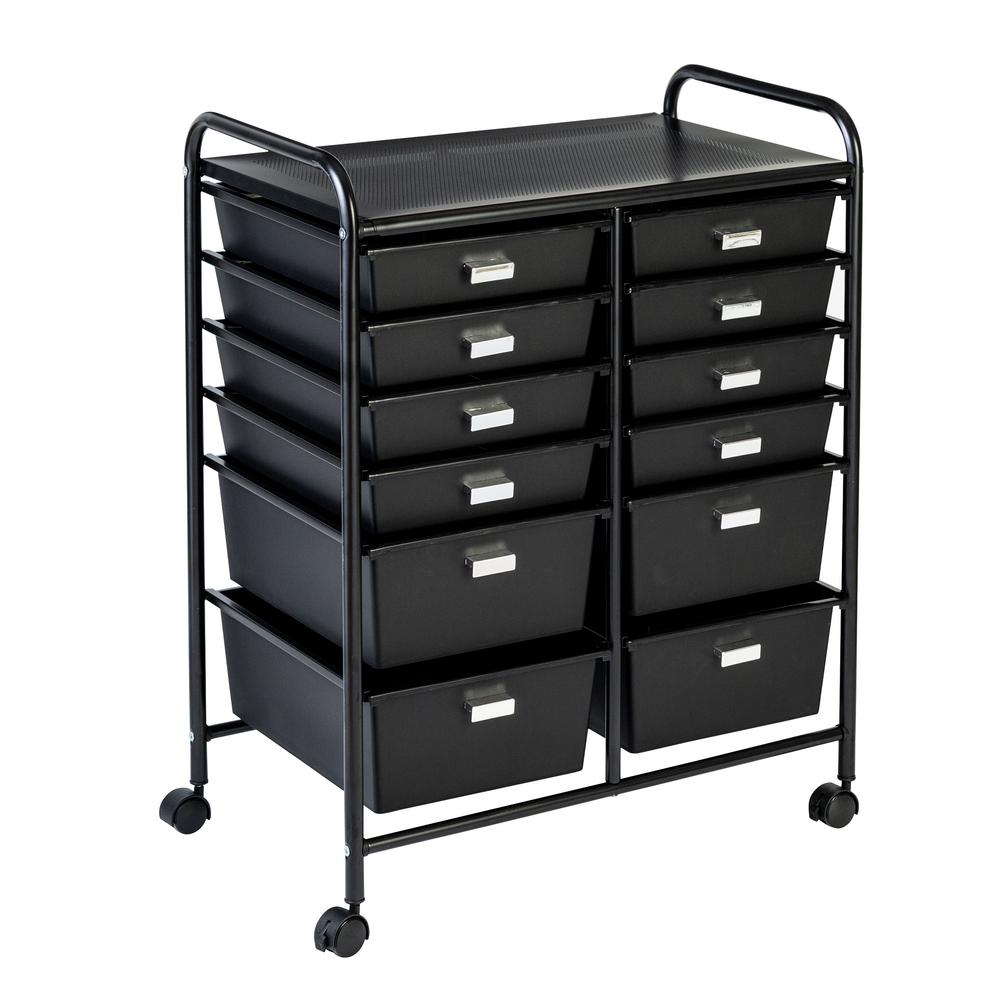 HoneyCanDo Steel Rolling 12Drawer Cart in BlackCRT08653 The Home
