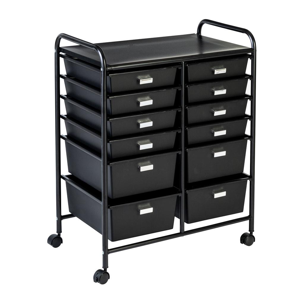 Honey Can Do Steel Rolling 12 Drawer Cart In Black Crt 08653 The