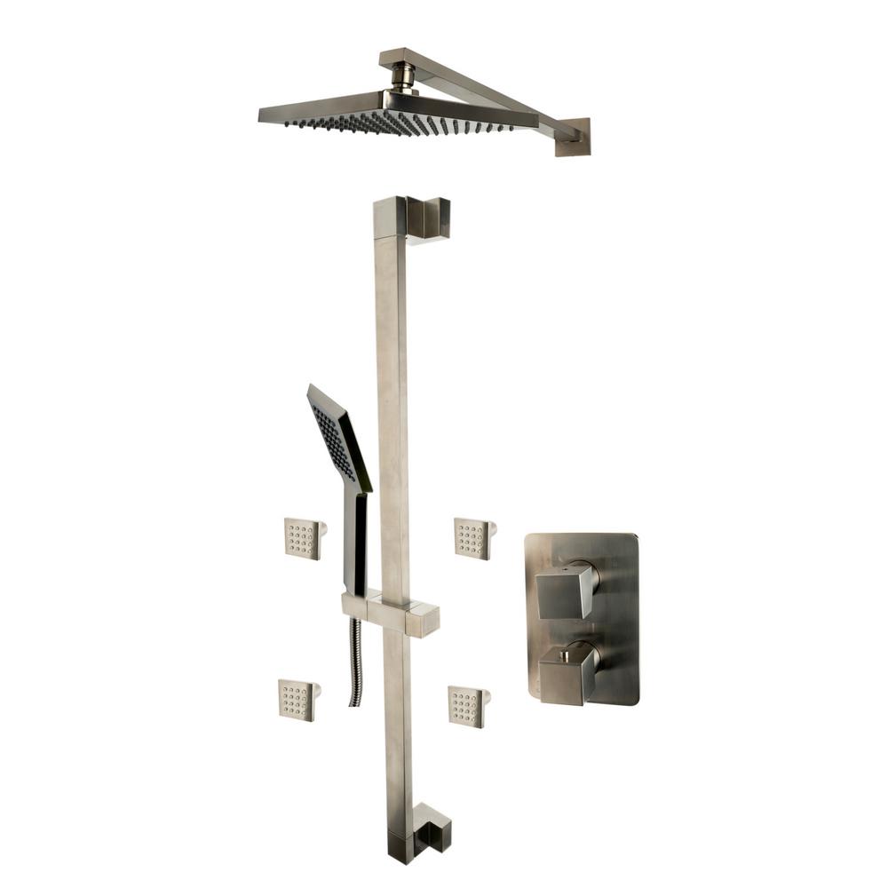 Alfi Brand 1 Spray Dual Showerhead And Handheld With Body 1 Spray Dual Showerhead And Handheld With Body Sprays In Brushed Nickel