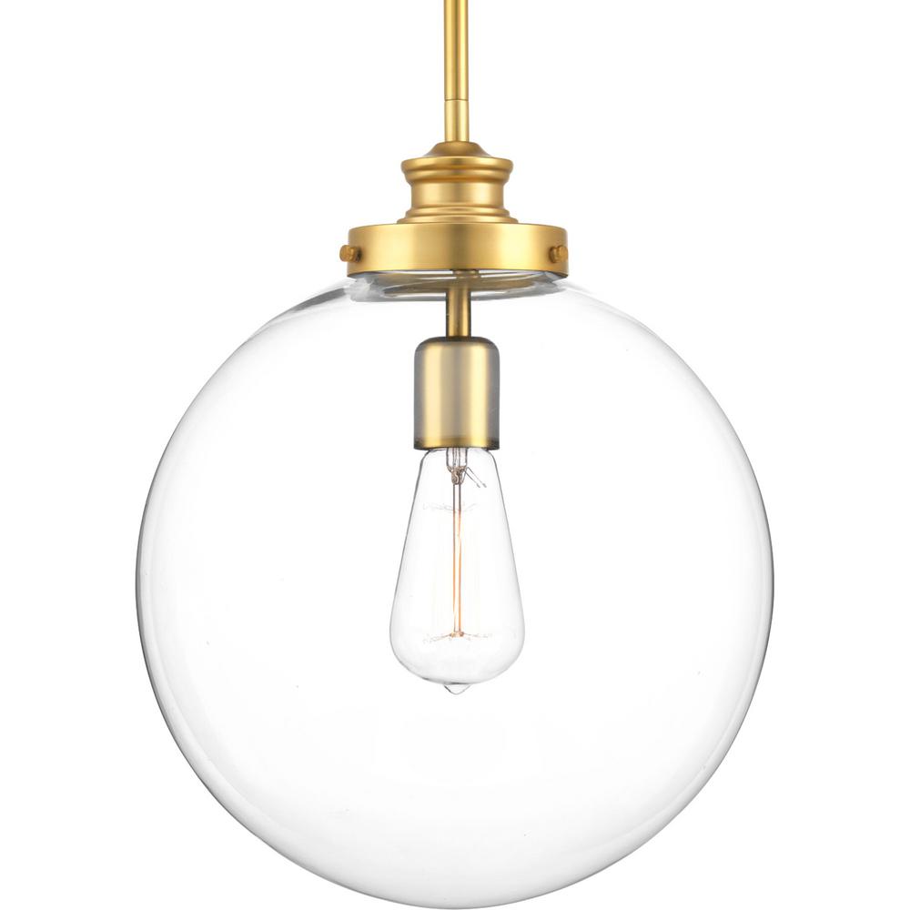 Penn 1-Light Natural Brass Large Pendant with Clear Glass