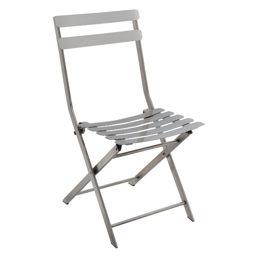 Benzara Industrial Styled Silver Metal Folding Chair Pack Of 2