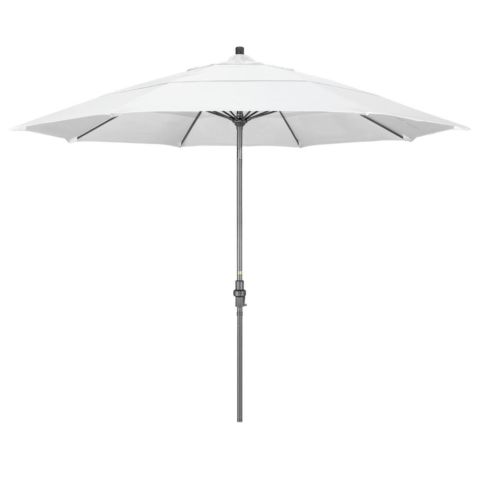 California Umbrella 11 Ft Hammertone Grey Aluminum Market Patio Umbrella With Collar Tilt Crank Lift In Natural Sunbrella Gscuf118010 5404 Dwv The Home Depot