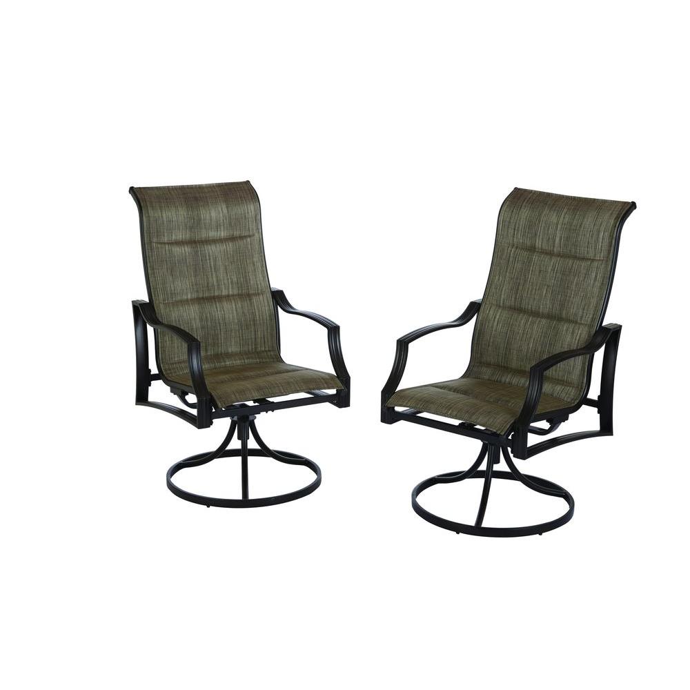 Hampton Bay Statesville Padded Sling Patio Lounge Swivel Chairs (2-Pack