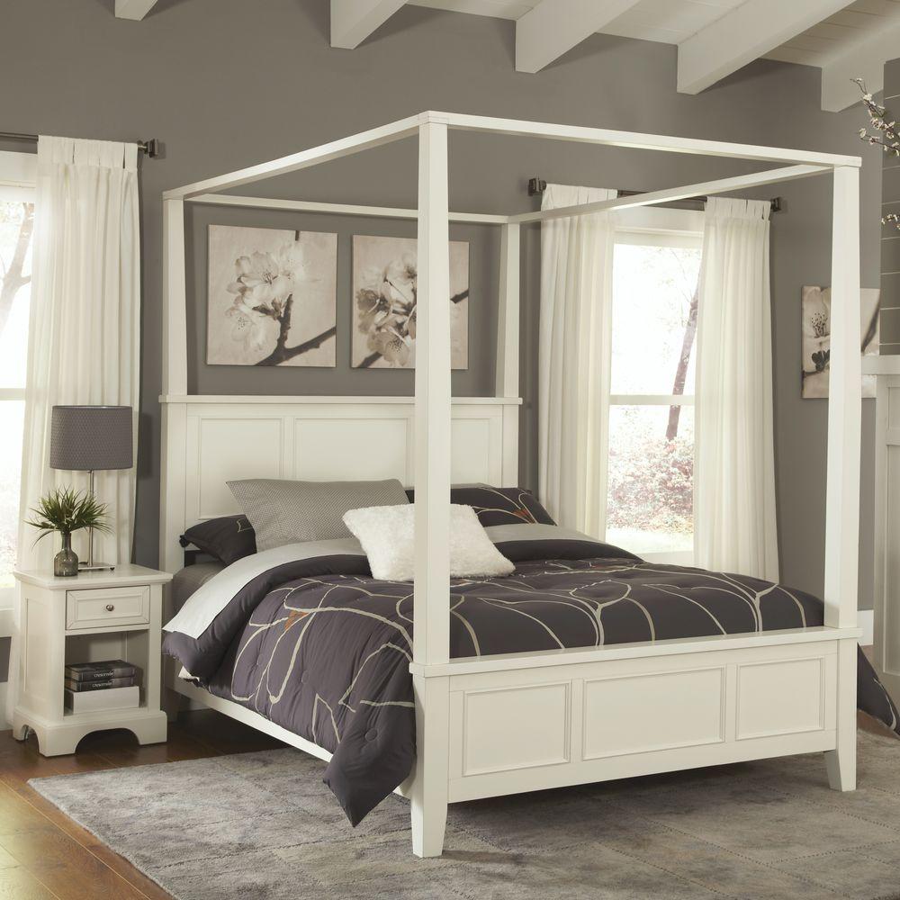 Home Styles Naples White Queen Canopy Bed-5530-510 - The Home Depot