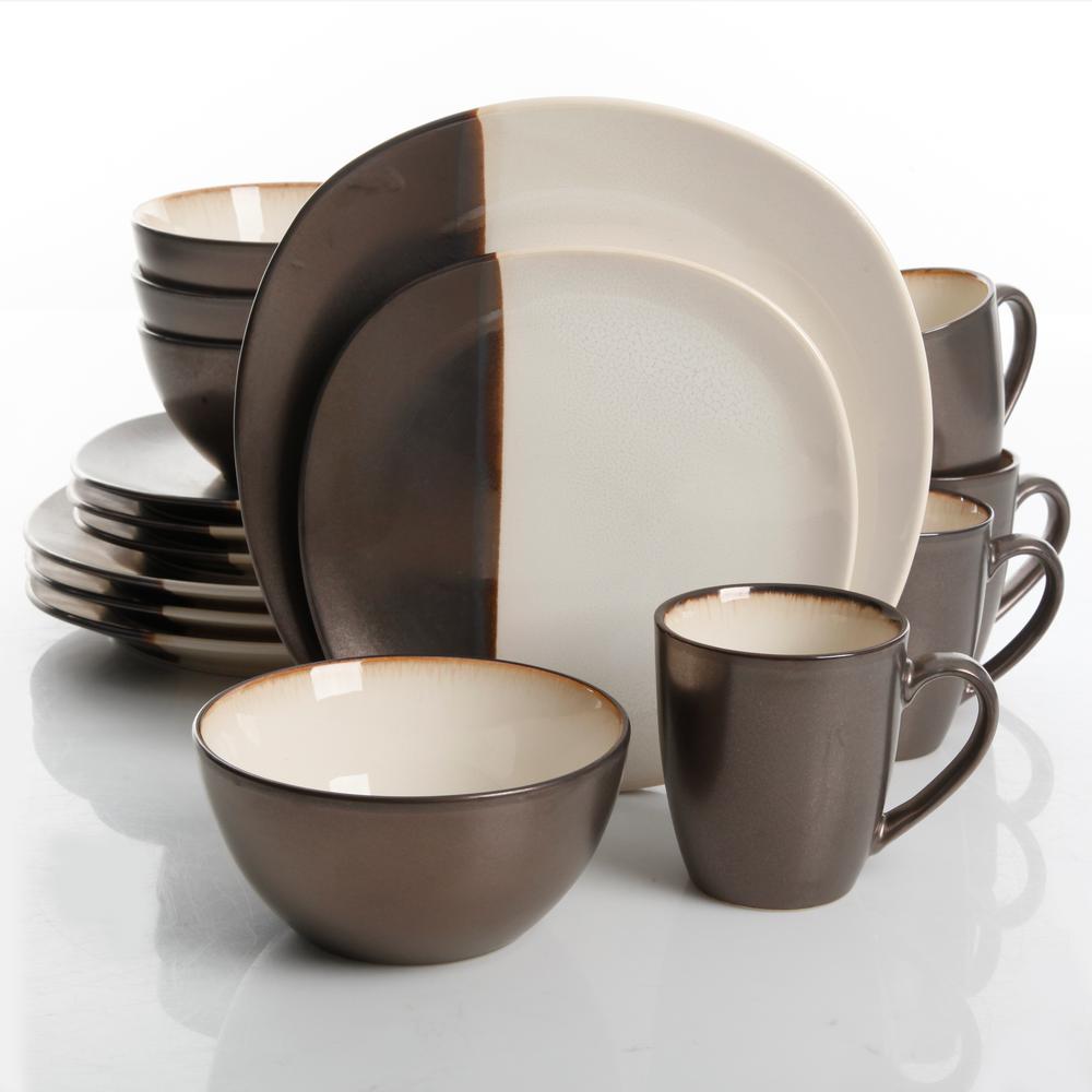 black and cream dinner set