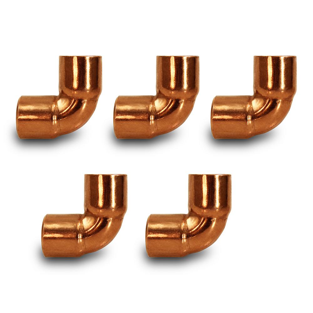 The Plumber S Choice 1 8 In Copper C X C Short Radius 90 Elbow Fitting With 2 Solder Cups 5 Pack 0018ccln 5 The Home Depot