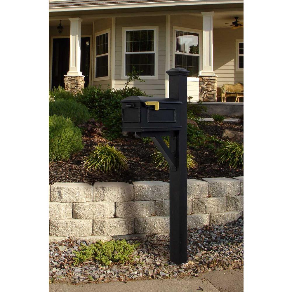 Westhaven Black Post Mounted Non Locking Cast Aluminum Mailbox System Wpd Nb S7 Lmc Blk The Home Depot
