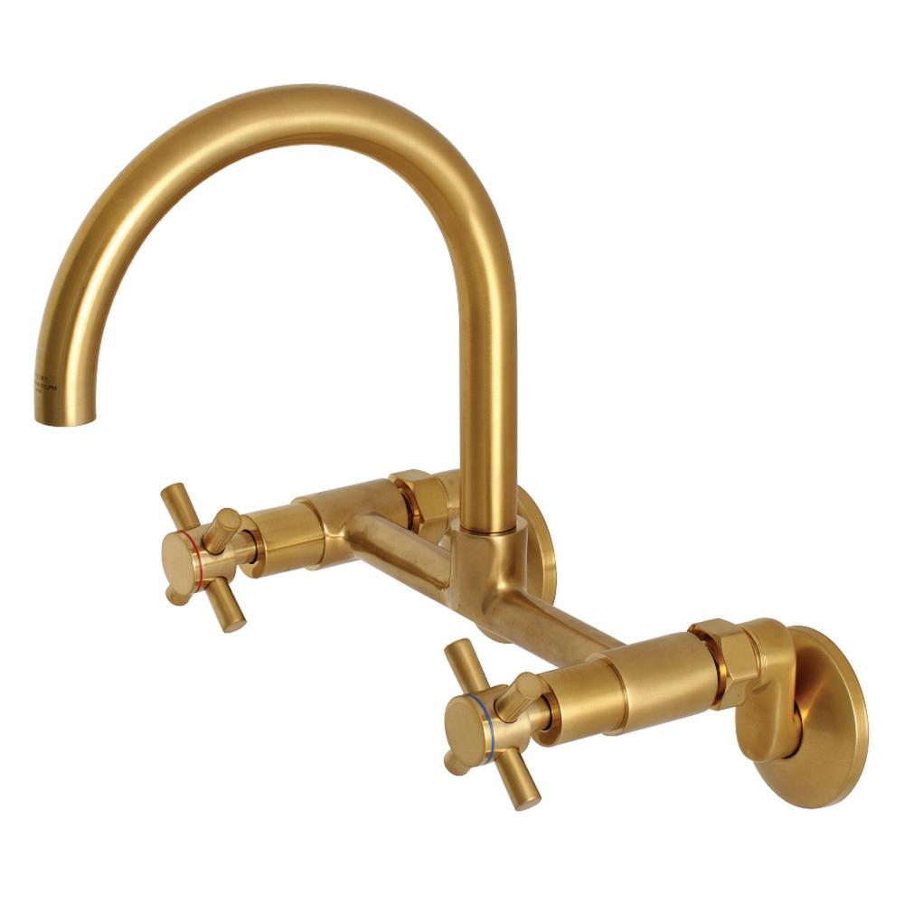 Kingston Brass Concord 2 Handle Wall Mount Standard Kitchen Faucet Kingston Brass Concord 2 Handle Wall Mount Standard Kitchen Faucet In Satin