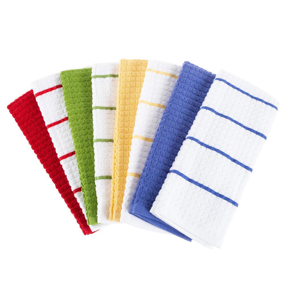 multi colored kitchen towels