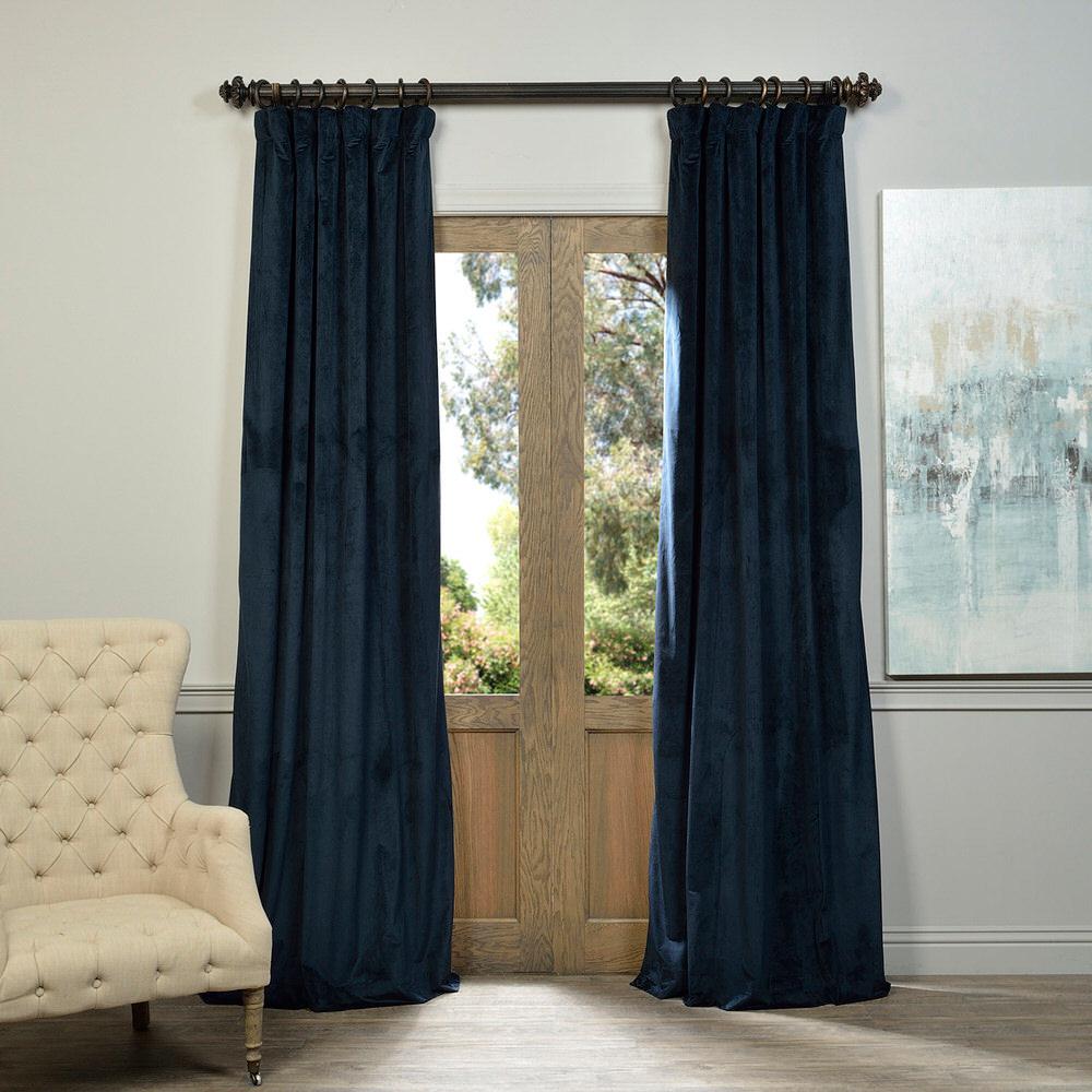 Download Exclusive Fabrics & Furnishings Blackout Signature Midnight Blue Blackout Velvet Curtain - 50 in ...