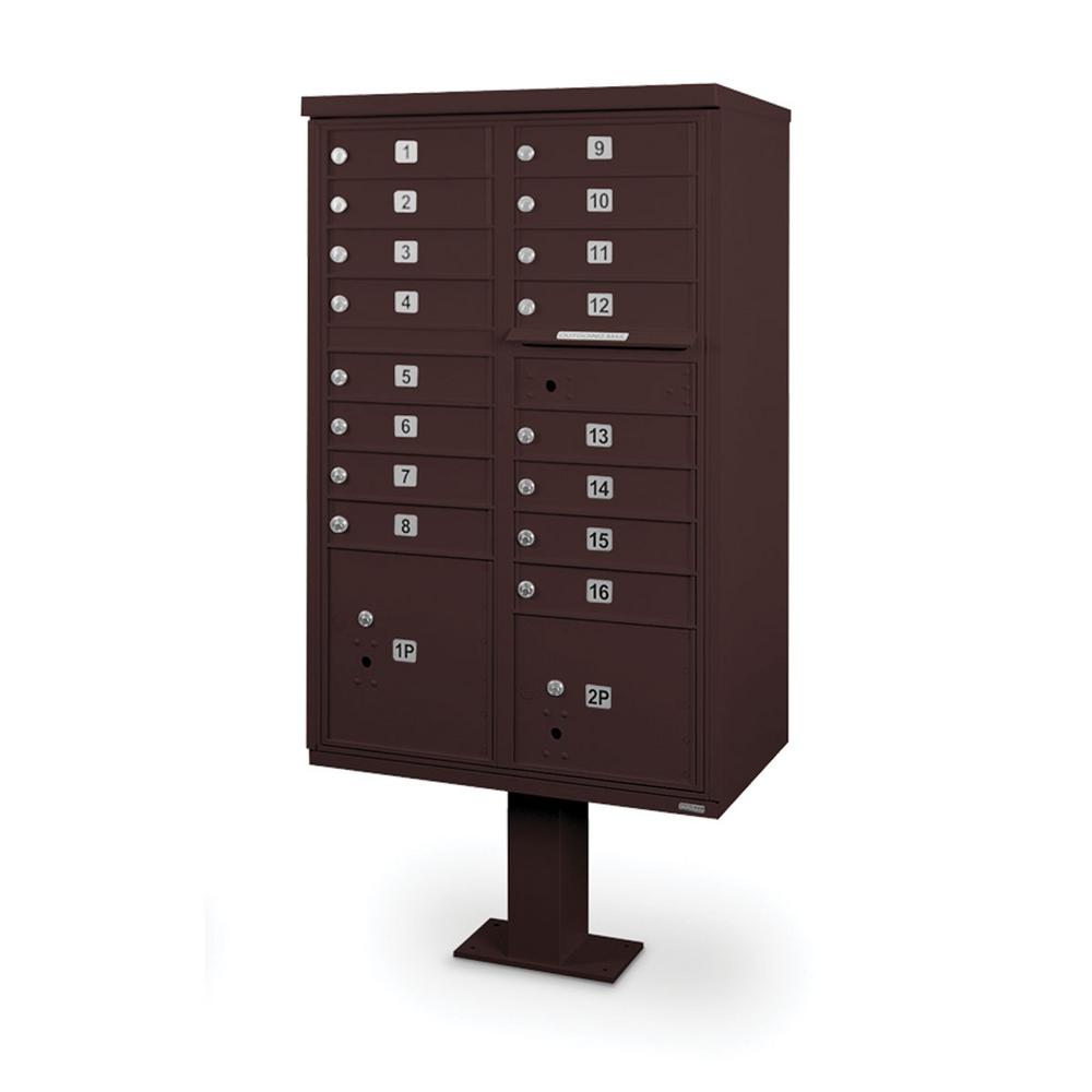 Postal Products Unlimited 16 Door CBU with Pedestal in BronzeN1031043
