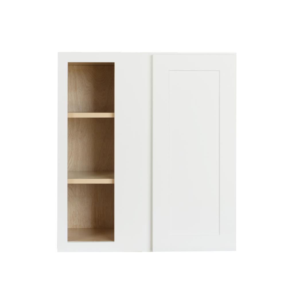 Bremen Cabinetry Bremen Ready To Assemble 27x36x12 In Wall Blind Corner Cabinet With Adjustable Shelves In White Sw Wbc2736 The Home Depot