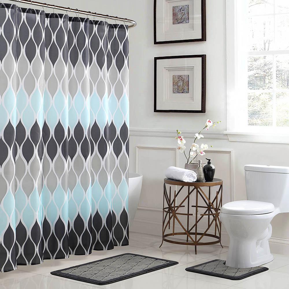 bathroom accessories sets in blue and gray